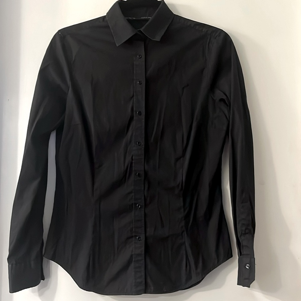 Zara Basic Black Button Down Shirt
